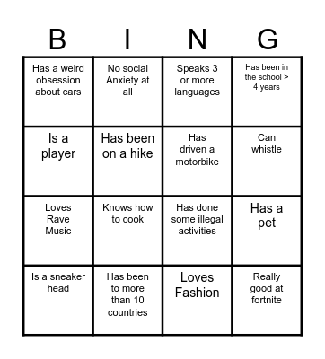 First Day of School Bingo Card