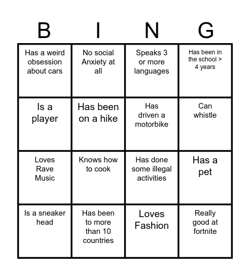 First Day of School Bingo Card