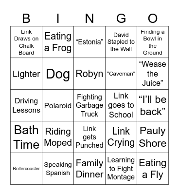 Encino Man Bingo Card