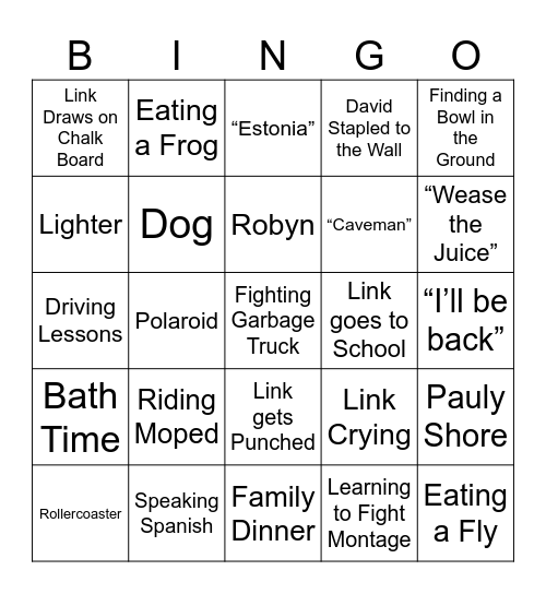 Encino Man Bingo Card