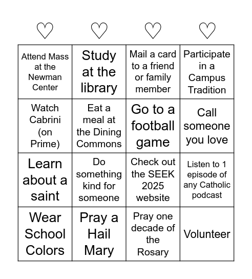 Fall 2024 Bingo Card Bingo Card