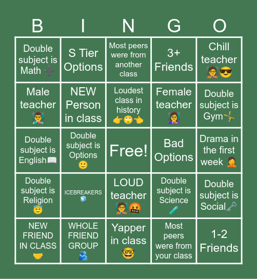 School Bingo General Bingo Card