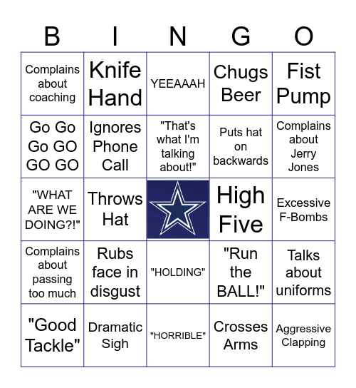 2024 Cowboys BINGO - Week:___ Bingo Card