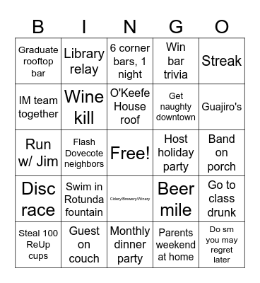 4th Year Bingo! Bingo Card