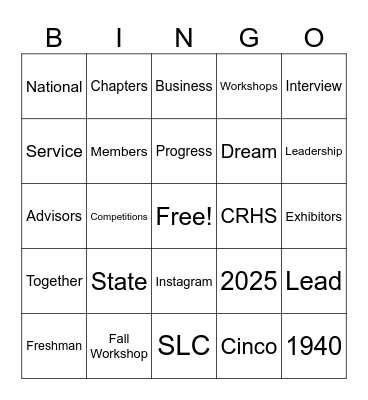 FBLA Bingo Card