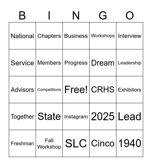 FBLA Bingo Card