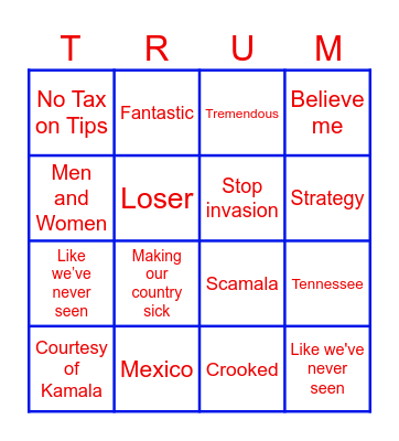 Political Bingo Card