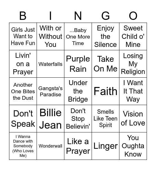 D.B.'s Arcade (80's and 90's) Bingo Card