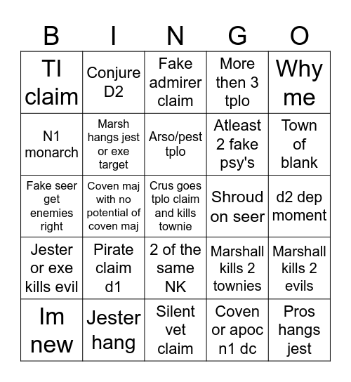 Tos 2 Bingo 1-92024 Bingo Card