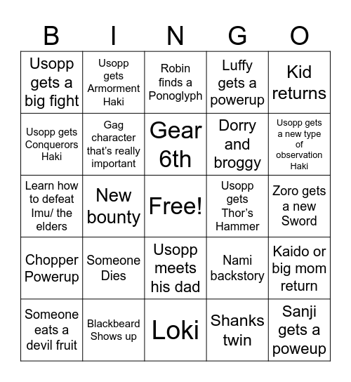 Elbaf bingo Card