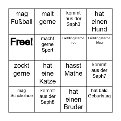 Kennenlern - Bingo Card