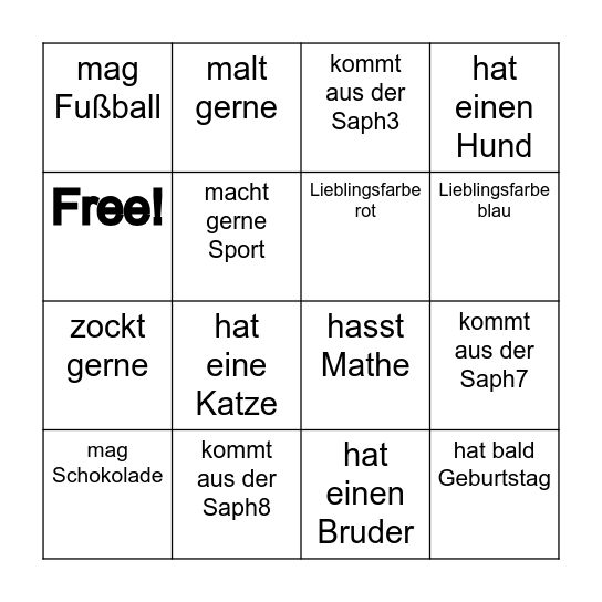 Kennenlern - Bingo Card