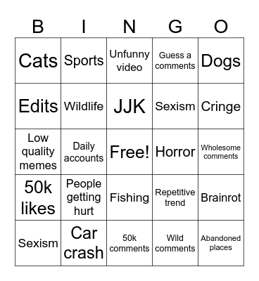 IG REELS BINGO Card