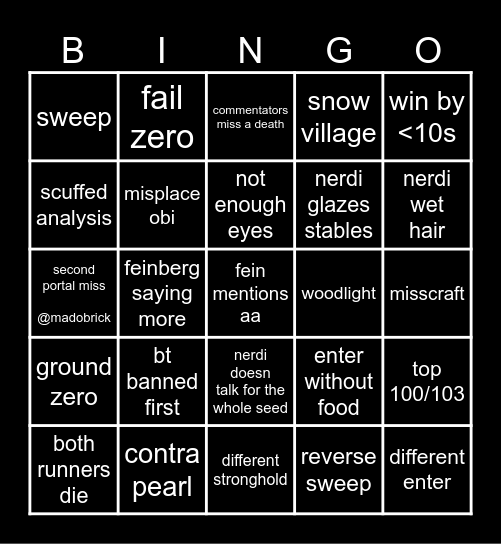 RANKED BINGO Card