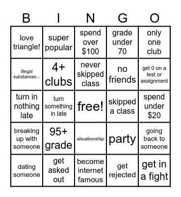 GG: 24/25 School Year Bingo Card