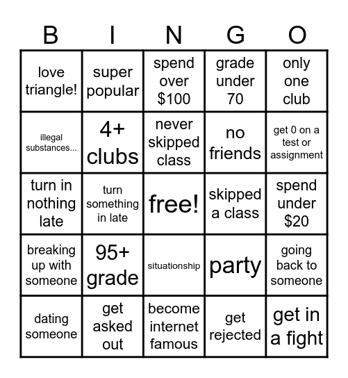 GG: 24/25 School Year Bingo Card