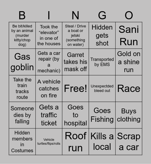 Hidden Bingo Card