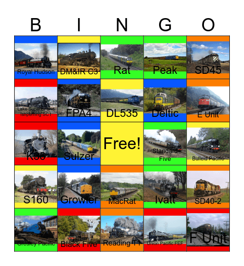 Railways That I would like to work someday after I'm done at Hy-Vee Bingo Card