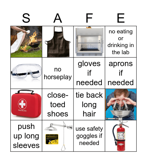 Lab Safety & Safety Equipment Bingo Card