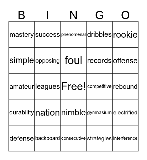 Basketball * Bingo Card