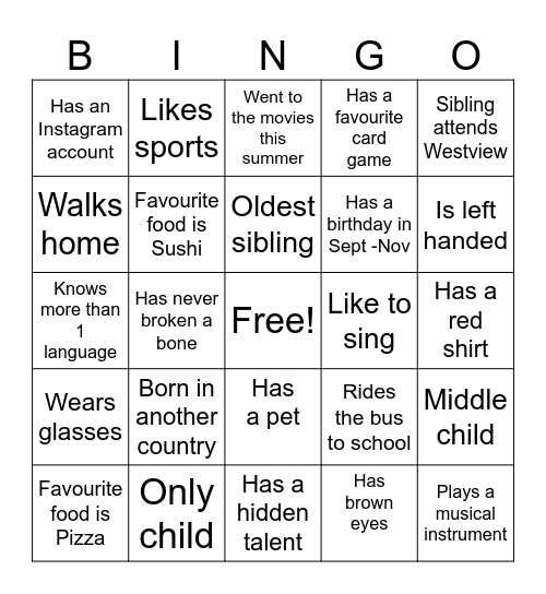 Who do you know that..... Bingo Card