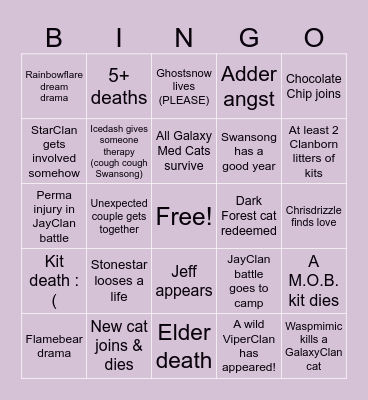 GalaxyClan Year 22 Bingo Card