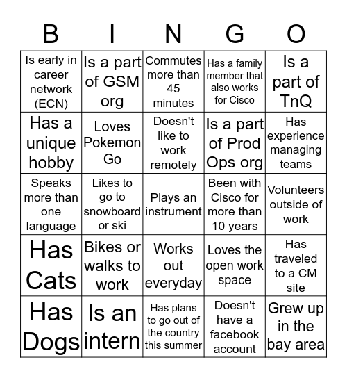 iWise Summer Event Bingo Card