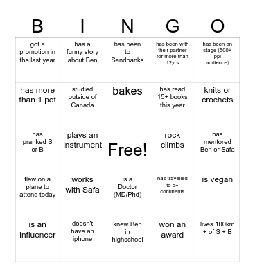 Find someone who... Bingo Card