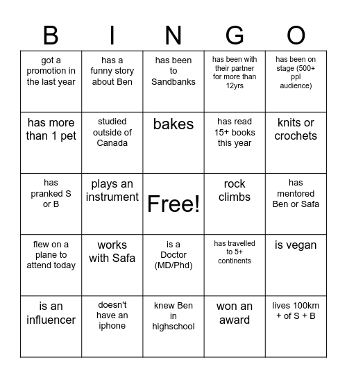 Find someone who... Bingo Card