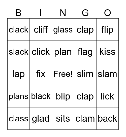 l-Blends Bingo Card