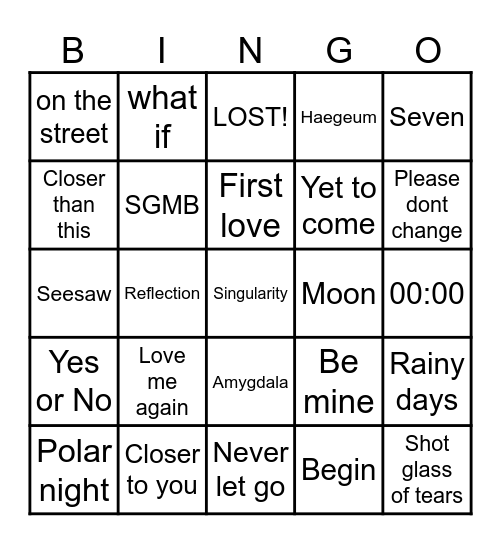 @Alexice18086199 Bingo Card