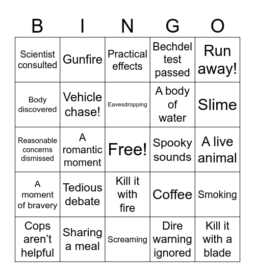 Invasion of the Body Snatchers Bingo Card