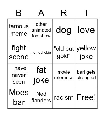 The simpsons Bingo Card