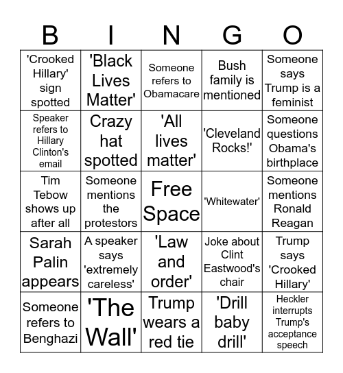 RNC Bingo Card