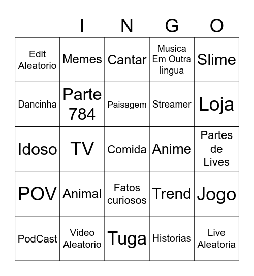 Bingo Tiktok Bingo Card