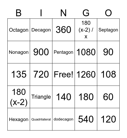 Polygon Bingo Card