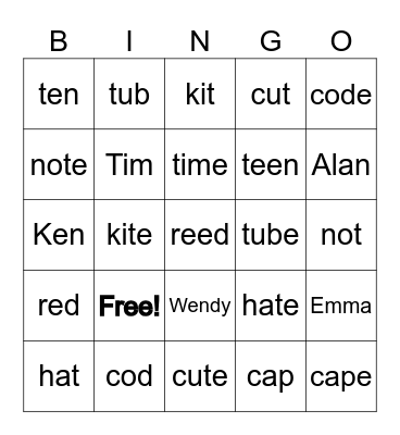 Phonics Review Bingo Card