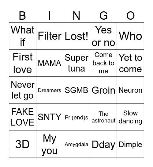 @ariforjhope Bingo Card