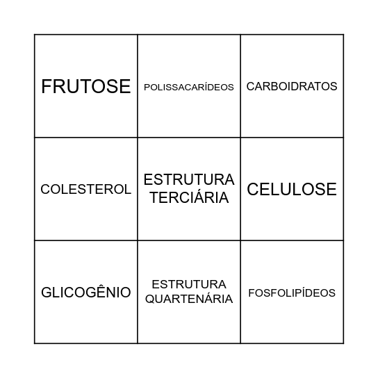 BINGO DAS MACROMOLÉCULAS Bingo Card