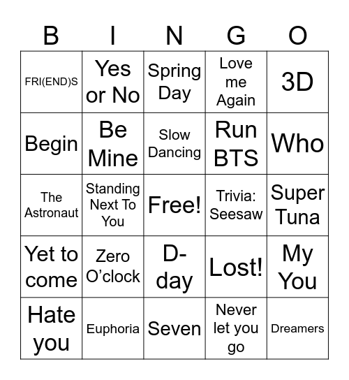Stream Dreamer Bingo Card