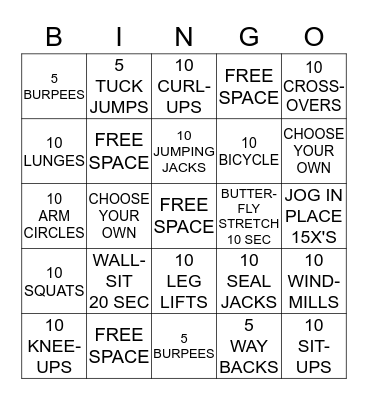 FITNESS BINGO Card