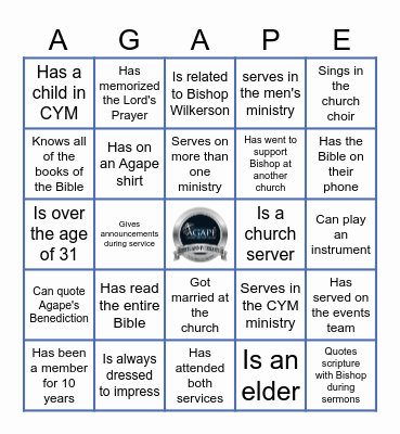 Agape Bingo: Find Someone Who... Bingo Card