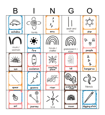NAIDOC Aboriginal Symbols Bingo Card