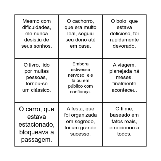 BINGO DE FRASES Bingo Card