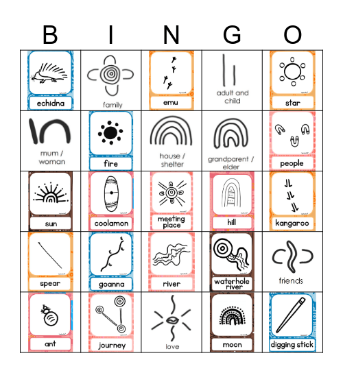 NAIDOC Aboriginal Symbols Bingo Card