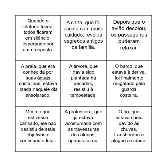 BINGO DE FRASES Bingo Card