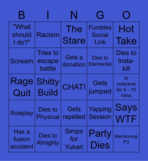 Clown x Luffy Bingo Card