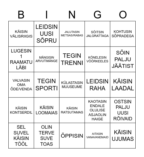 SUVE BINGO Card