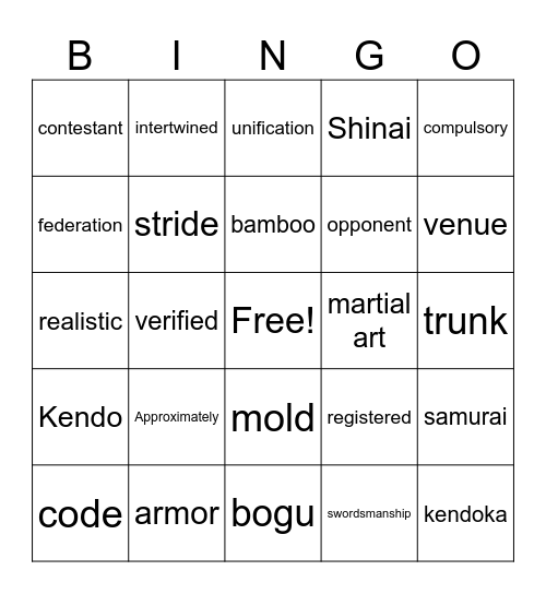 EI Unit 4 Bingo Card