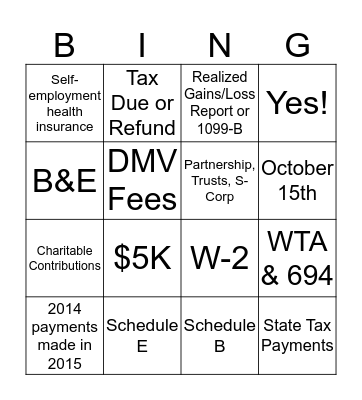 PCS Bingo Card